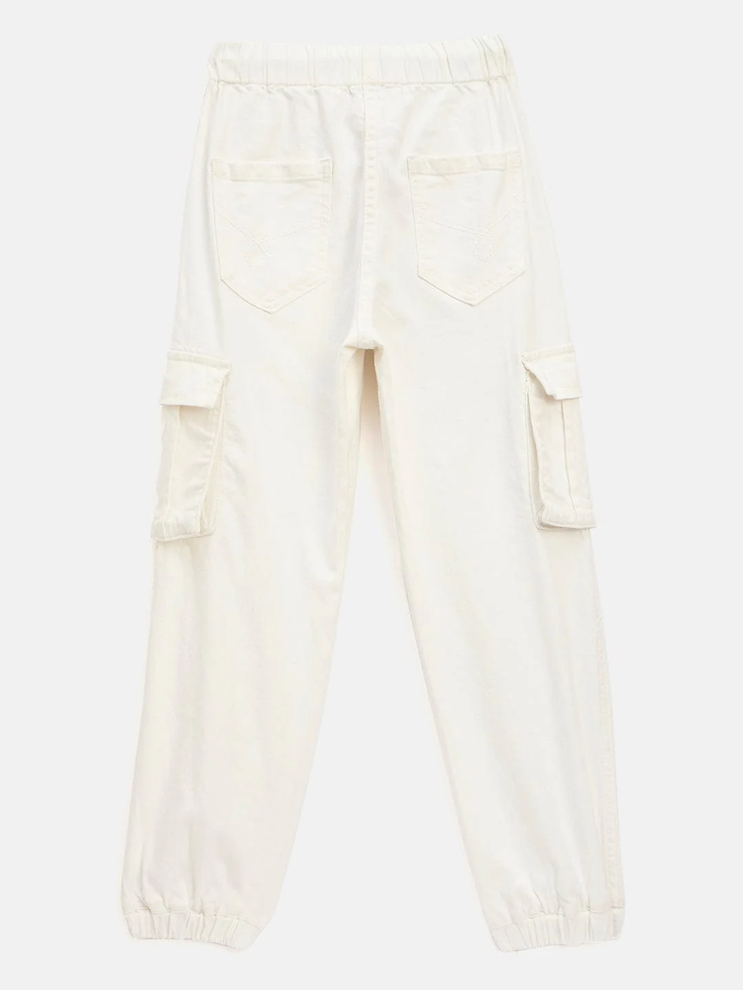 Blue Giraffe Girls White Loose Fit Solid Jeans - Image 3