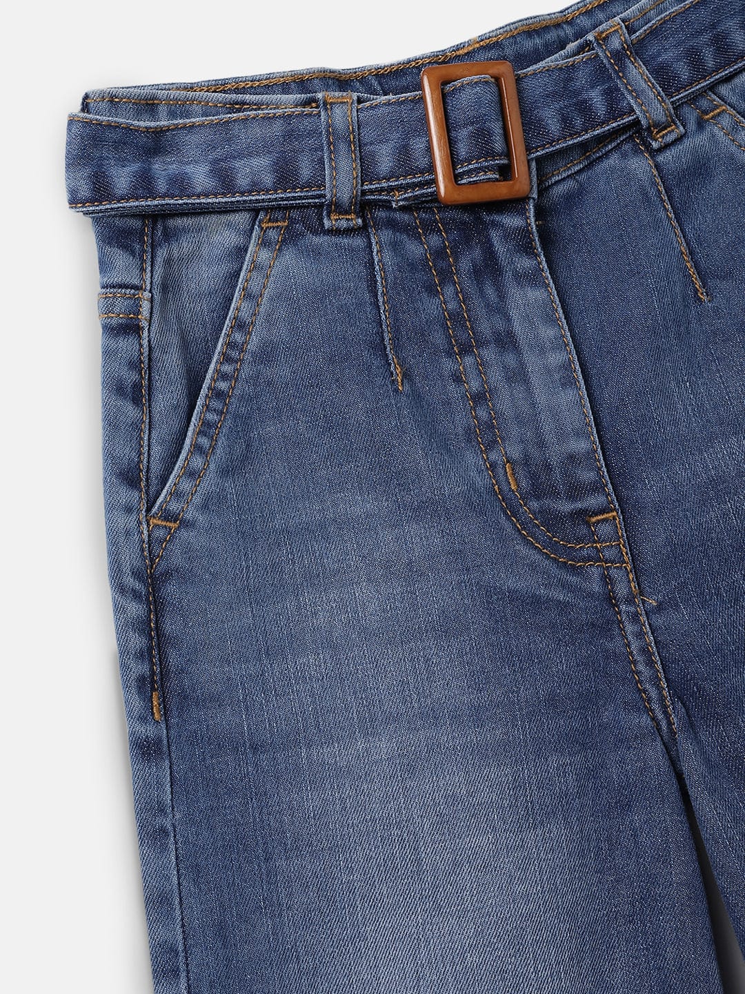 Blue Giraffe Kids Blue Flared Fit Solid Jeans - Image 4