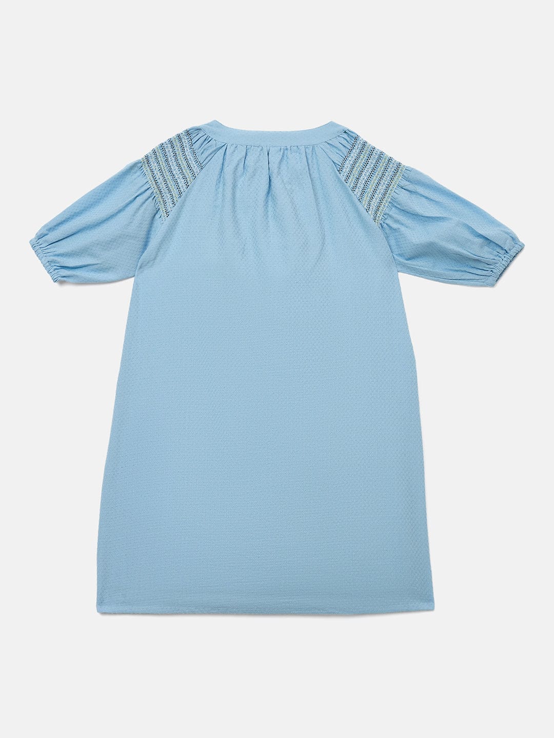 Blue Giraffe Girls Blue Solid Band Collar Dress - Image 2