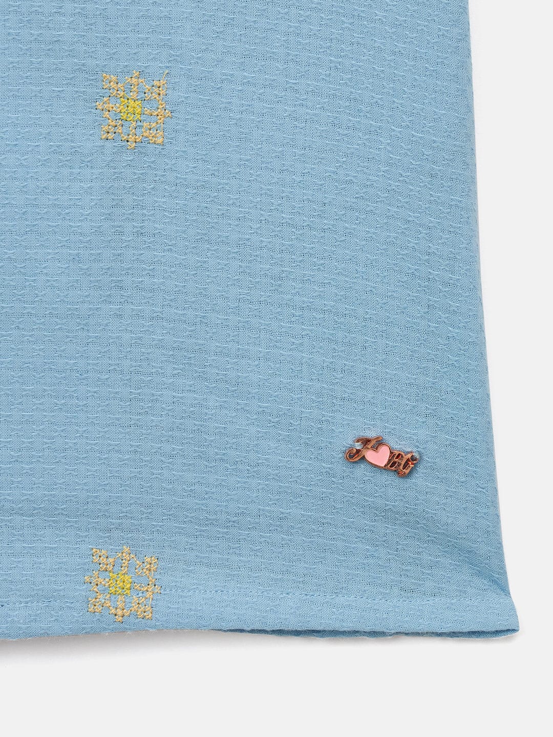 Blue Giraffe Girls Blue Solid Band Collar Dress - Image 4