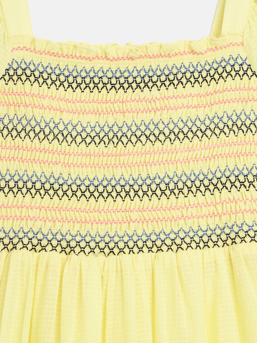 Blue Giraffe Girls Yellow Solid Square Neck Dress - Image 3