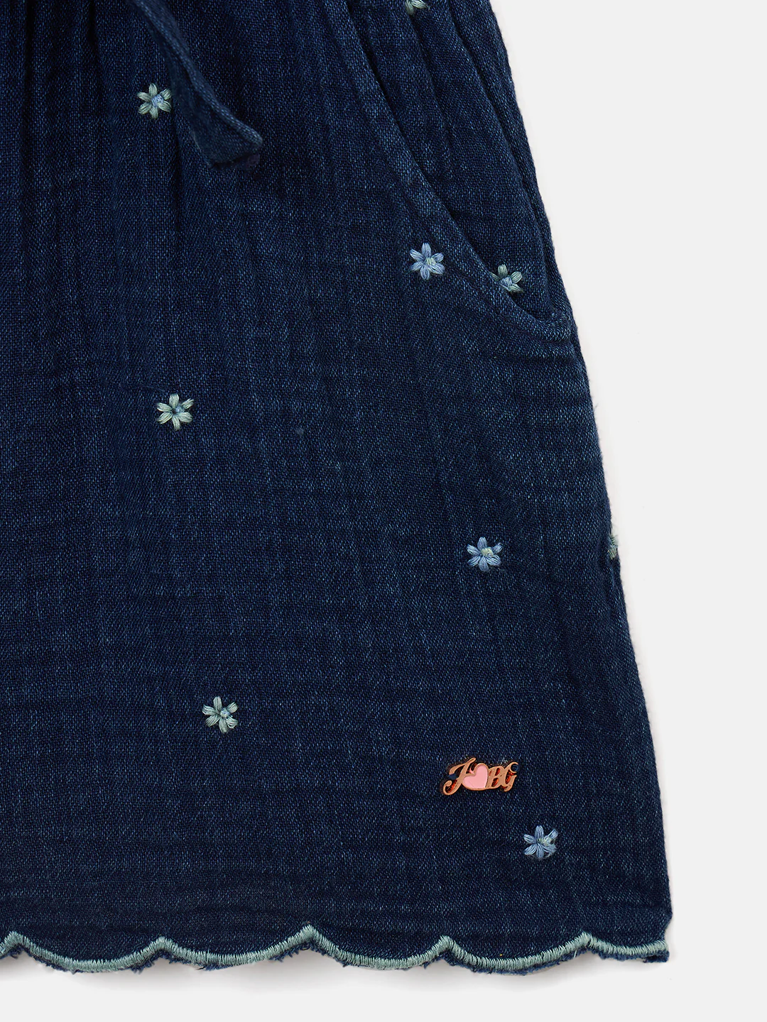 Blue Giraffe Girls Blue Solid Square Neck Playsuit - Image 3
