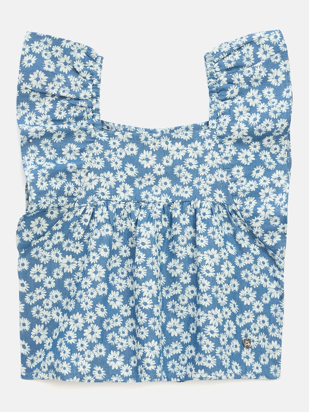 Blue Giraffe Girls Blue Printed Square Neck Top - Image 2