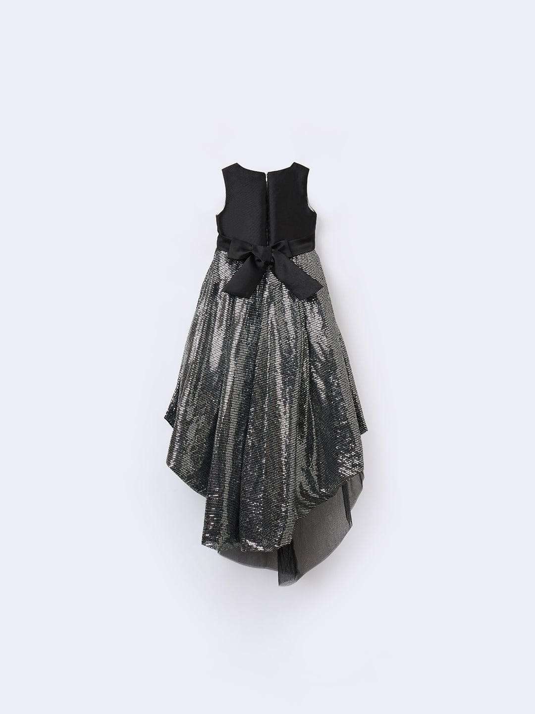 Blue Giraffe Girls Black Solid Round Neck Dress - Image 2