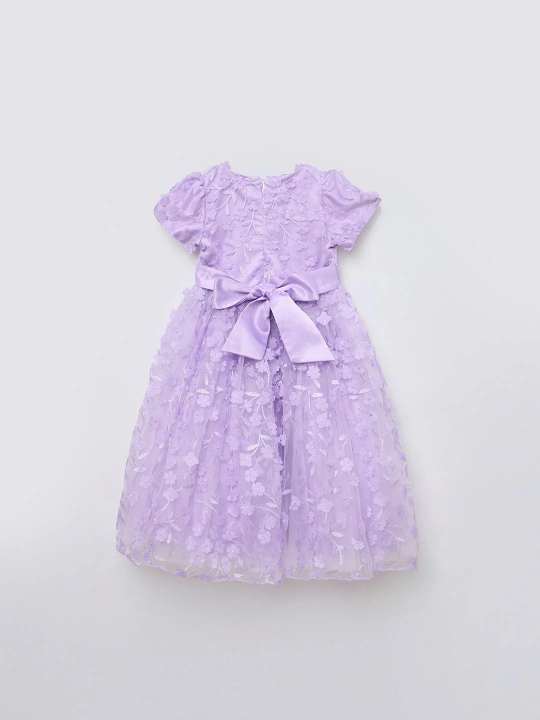 Blue Giraffe Girls Purple Solid Round Neck Dress - Image 2