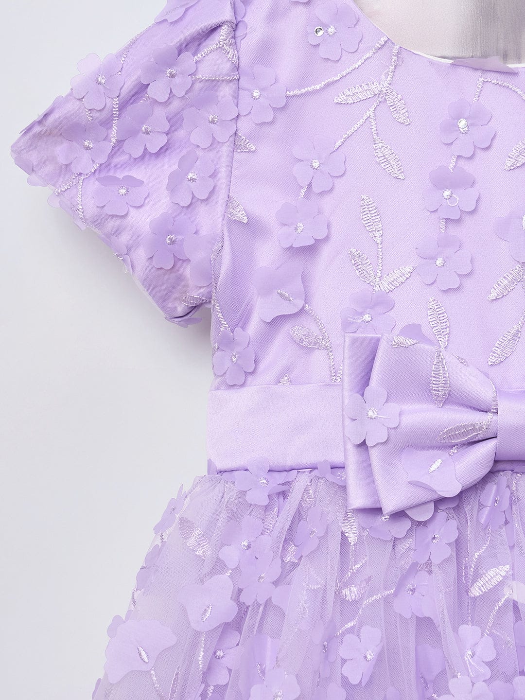Blue Giraffe Girls Purple Solid Round Neck Dress - Image 3