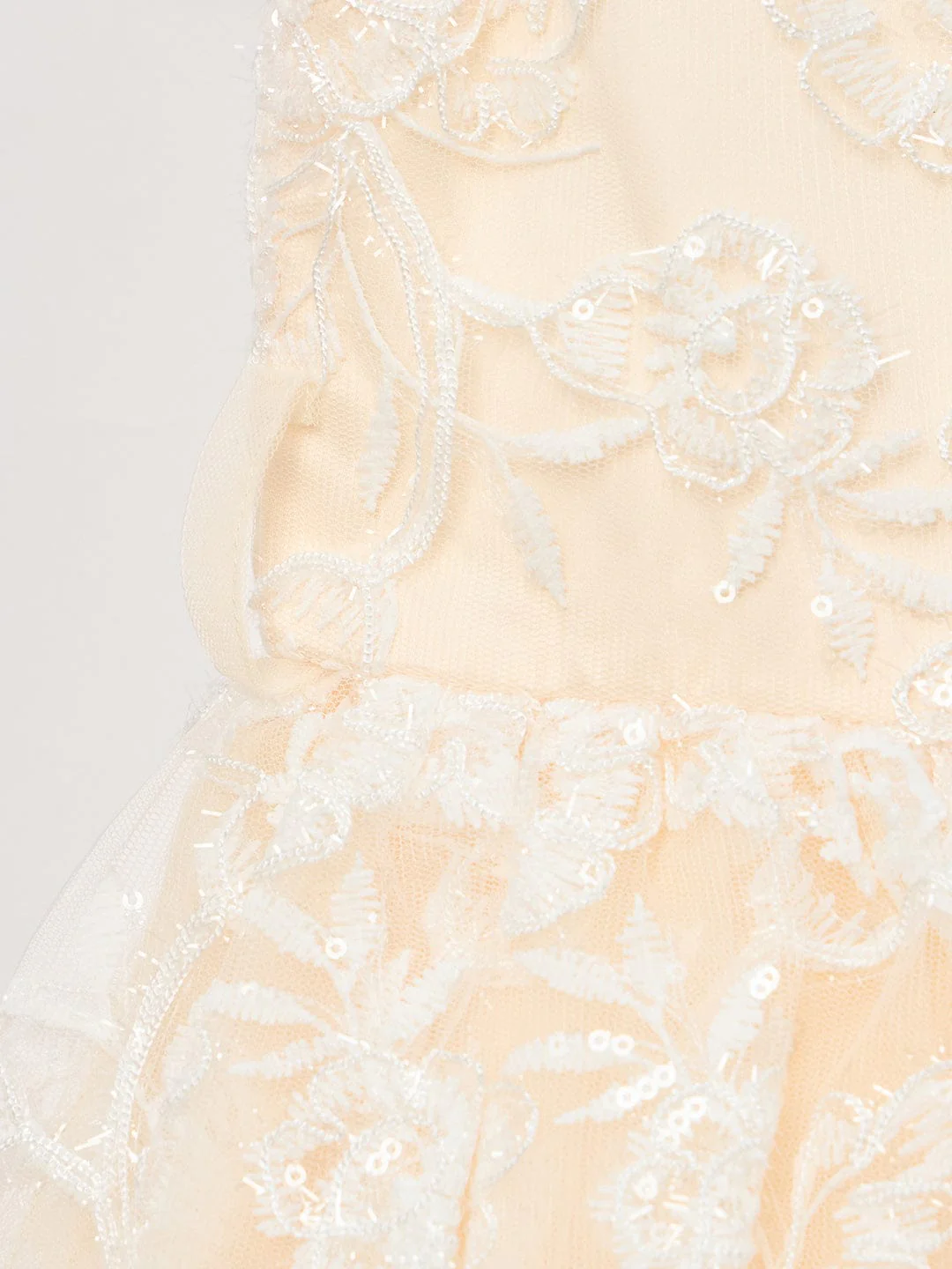 Blue Giraffe Girls Cream Solid U Neck Dress - Image 5
