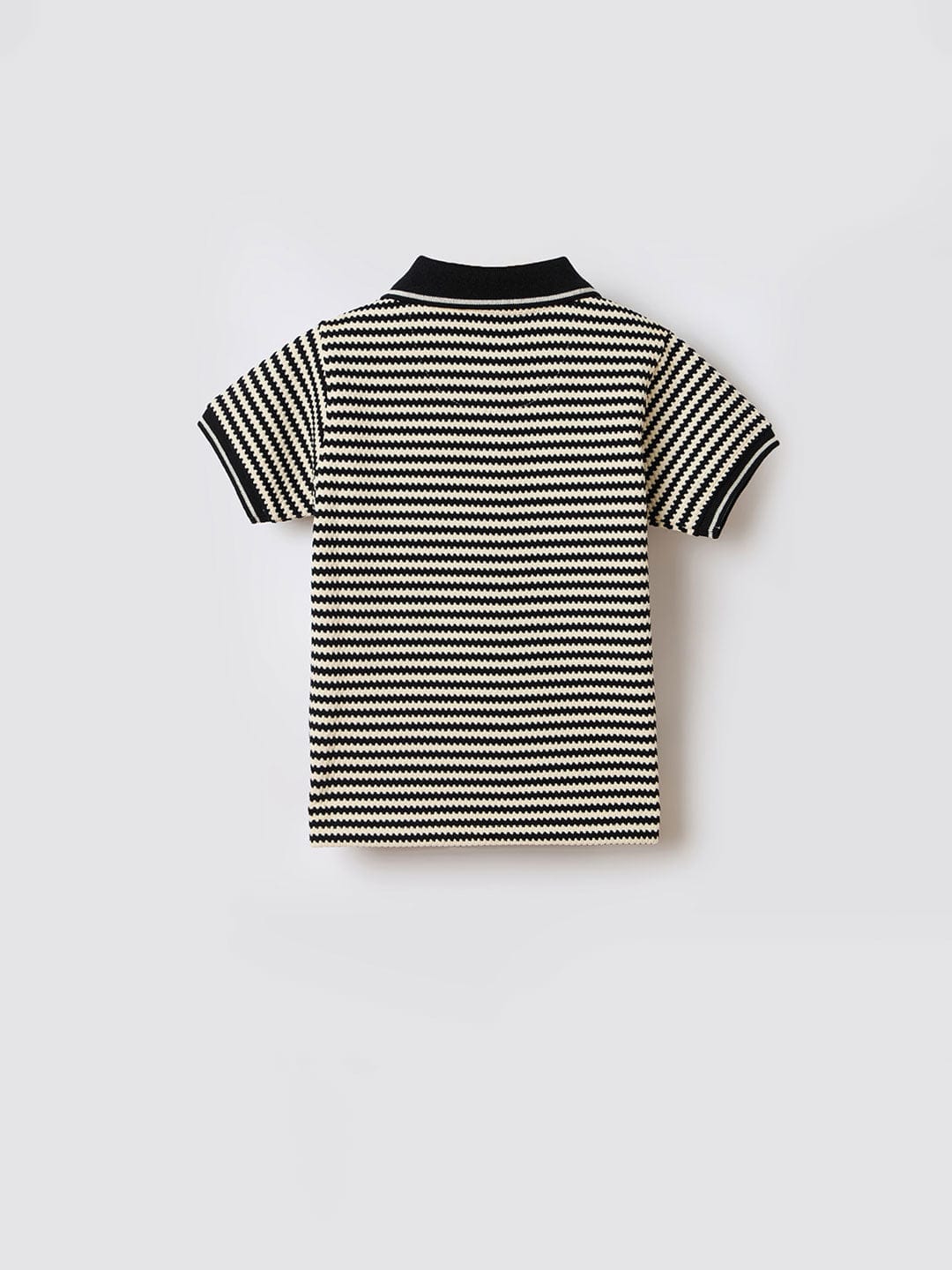 Blue Giraffe Boys Black Striped Polo Tshirt - Image 2