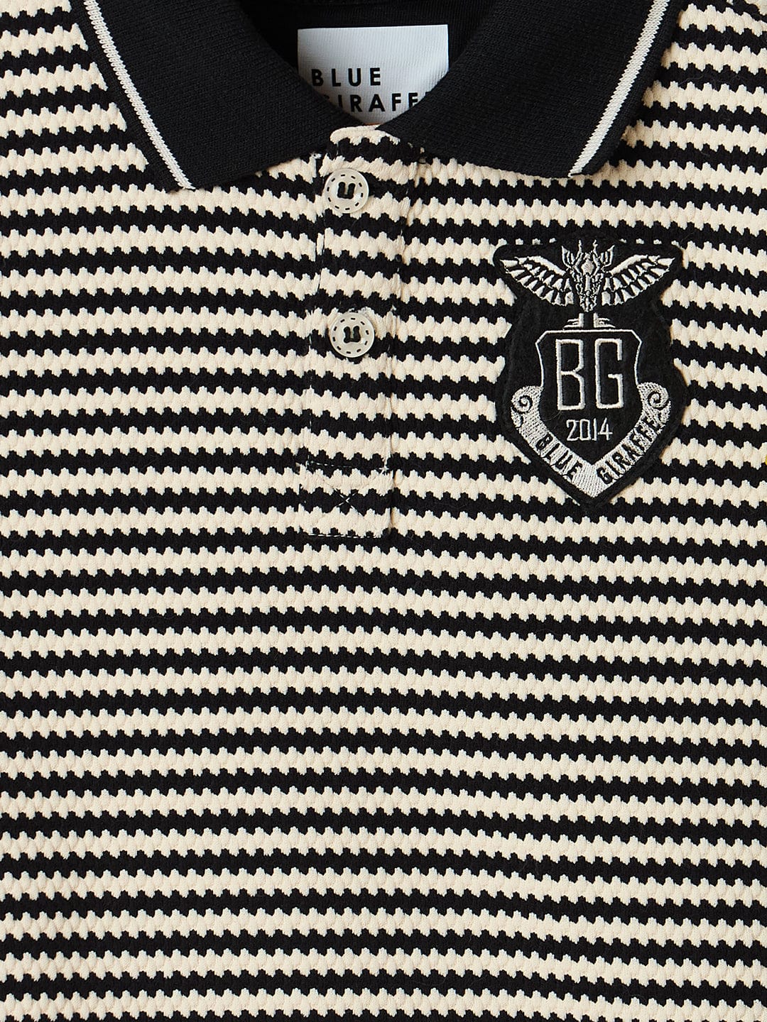 Blue Giraffe Boys Black Striped Polo Tshirt - Image 3