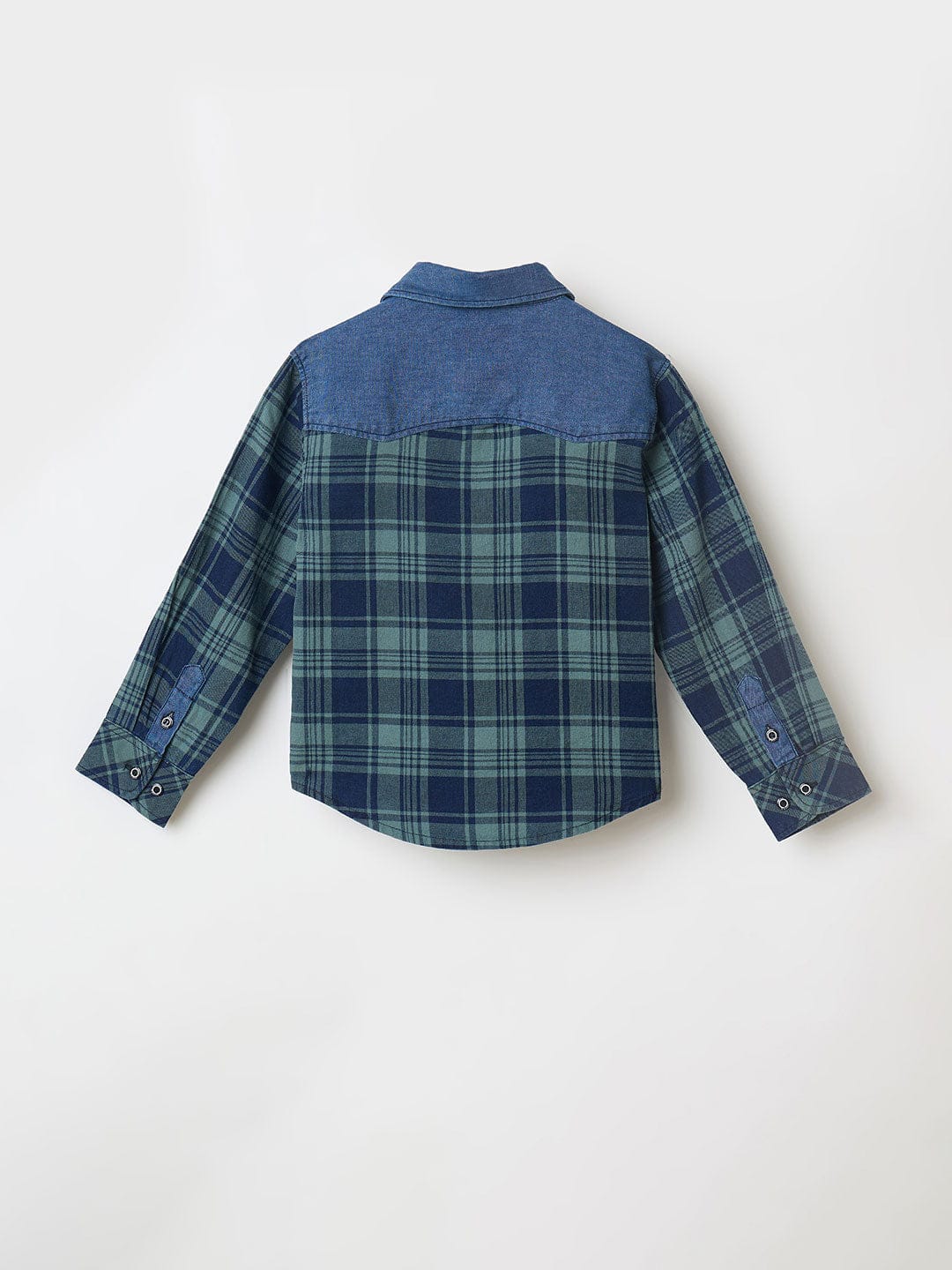 Blue Giraffe Boys Yellow Checks Collar Shirt - Image 2