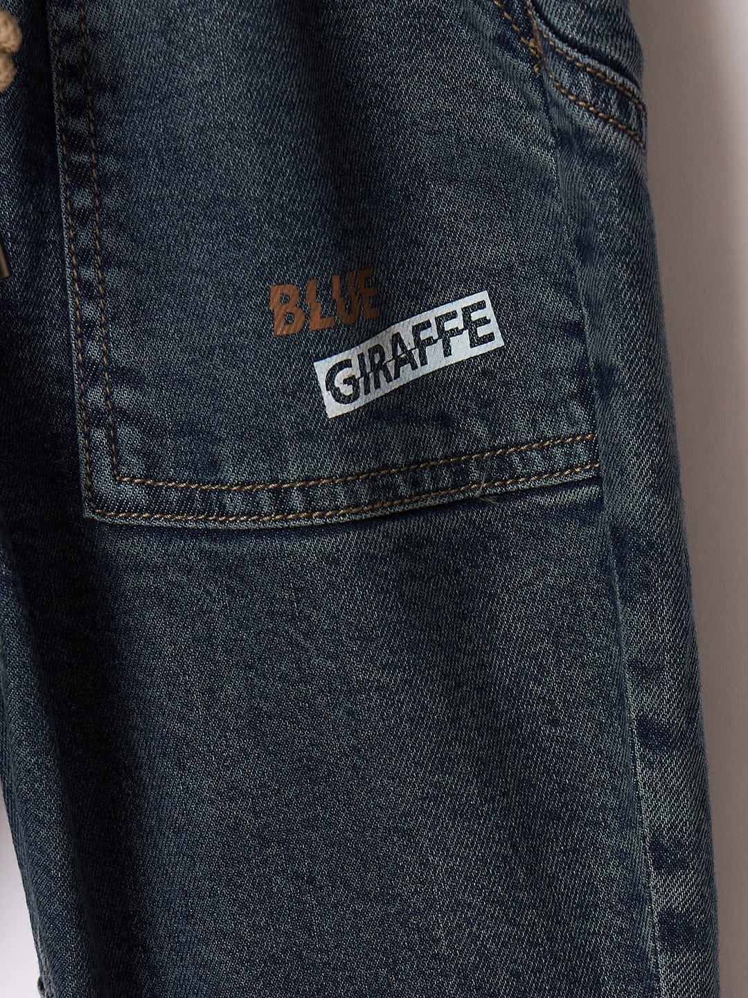 Blue Giraffe Boys Blue Boxy Fit Graphic Jeans - Image 5