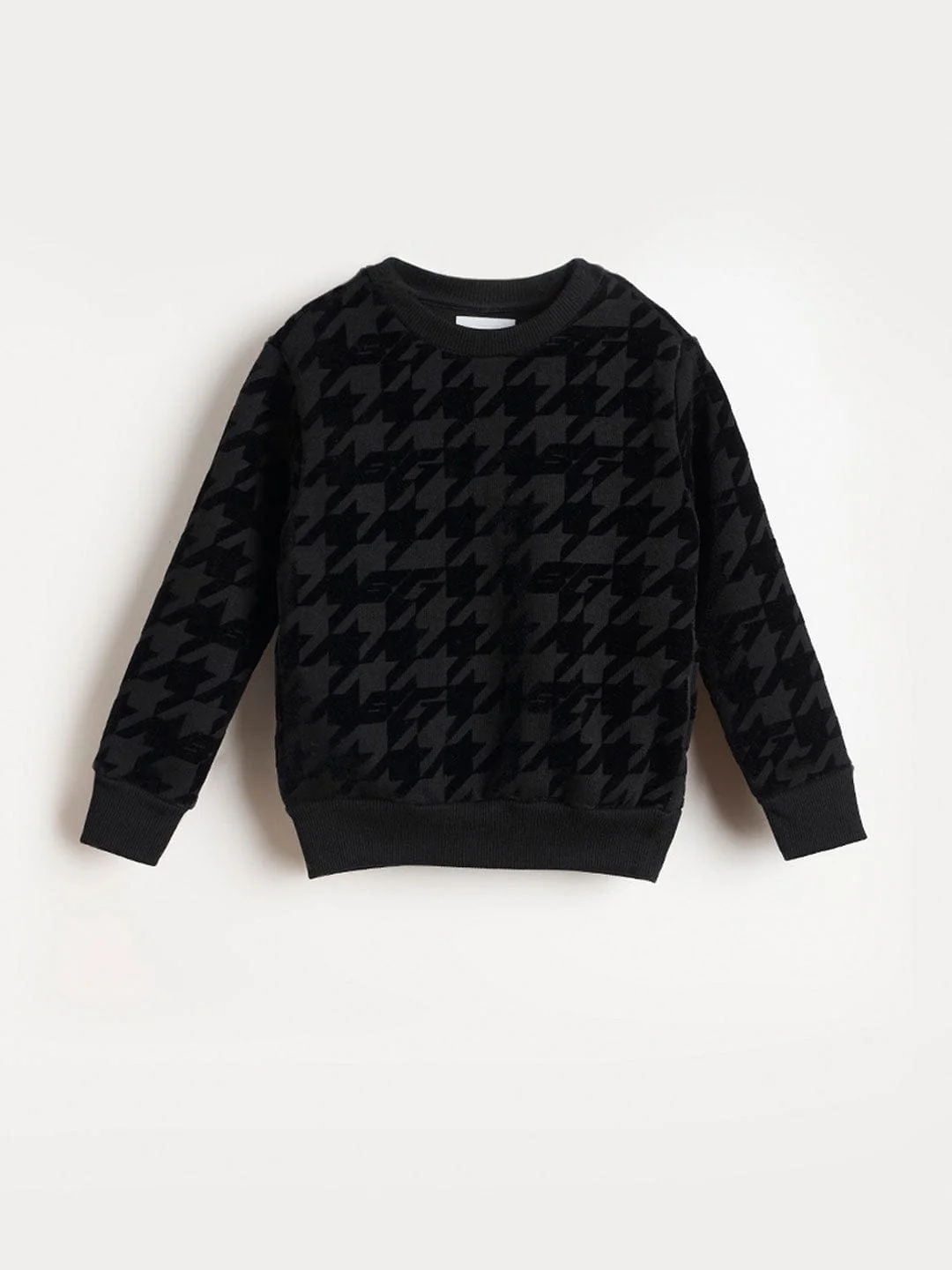 BLUE GIRAFFE Boys Black Branded Artwork Printed Sweatshirt