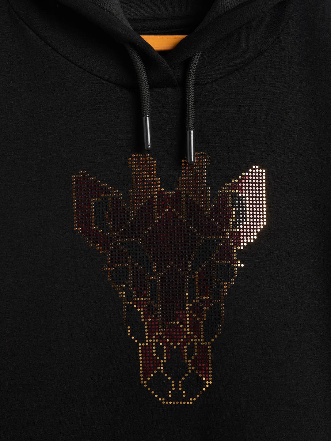 BLUE GIRAFFE Boys Black Foil Print Embellished Hoodie - Image 3