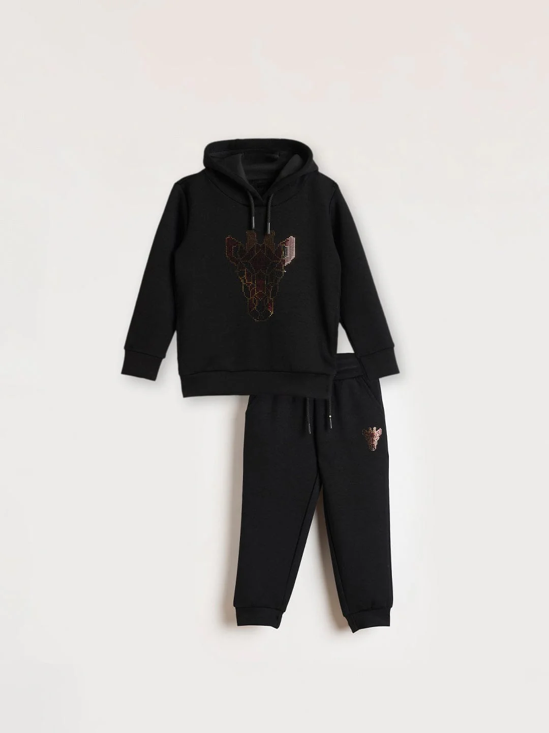 BLUE GIRAFFE Boys Black Foil Print Embellished Hoodie - Image 4