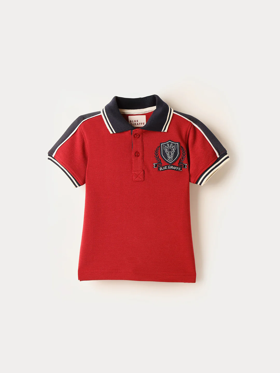 BLUE GIRAFFE Boys Red Knitted Pullover Polo T-Shirt