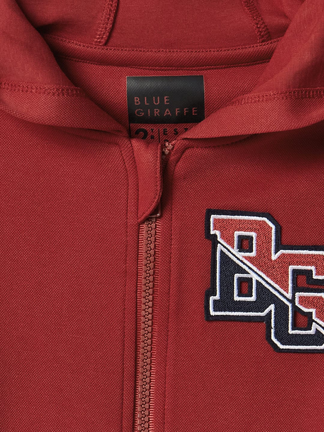 Blue Giraffe Boys Red Solid Hooded Sweatshirt - Image 3