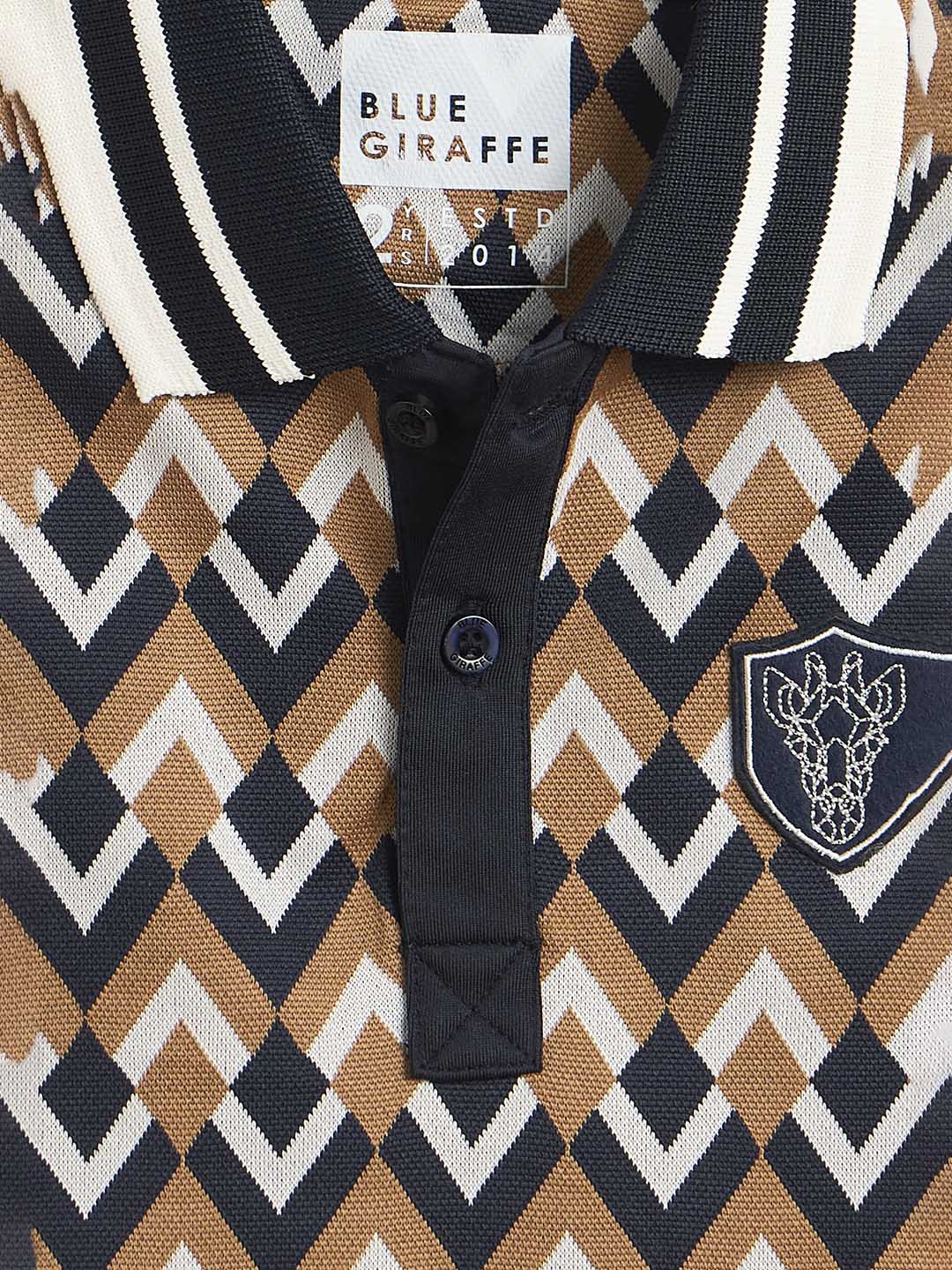 BLUE GIRAFFE Boys Multi Printed Polo Neck T-Shirt - Image 4