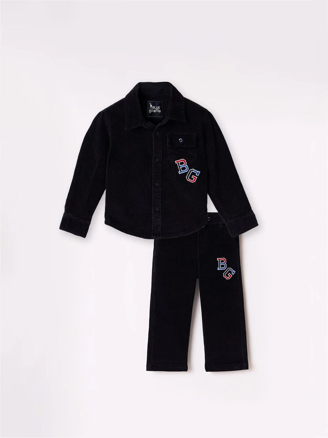 Blue Giraffe Boys Blue Solid Collar Shirt - Image 6
