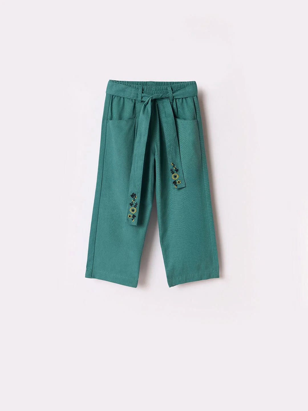 Blue Giraffe Girls Blue Slim Fit Solid Trouser