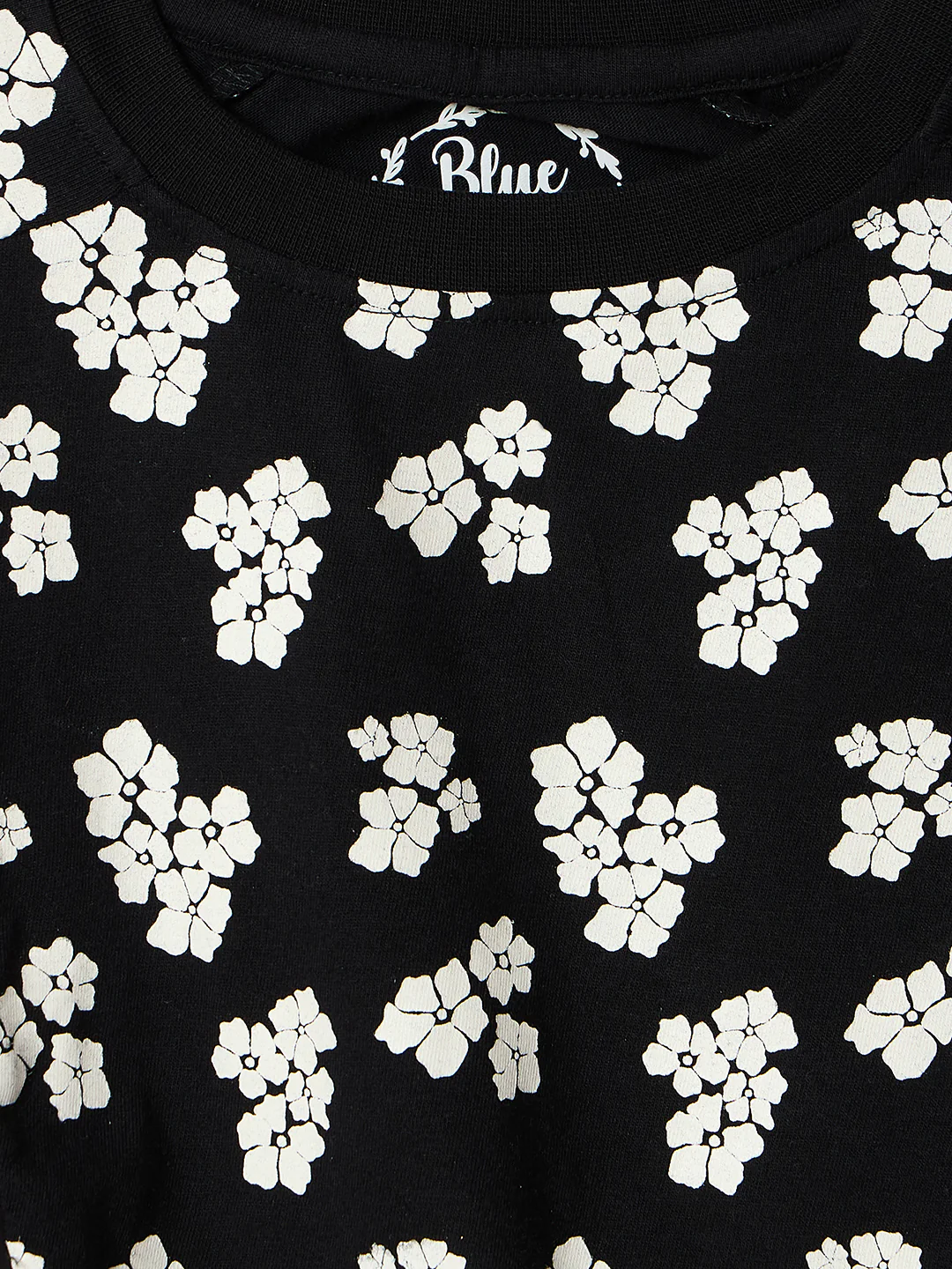 Blue Giraffe Girls Black Printed Crew Neck Top - Image 4