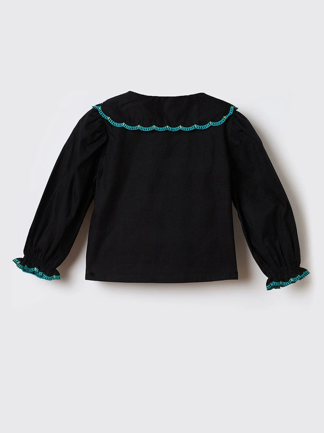 Blue Giraffe Girls Black Checks Round Neck Top - Image 2