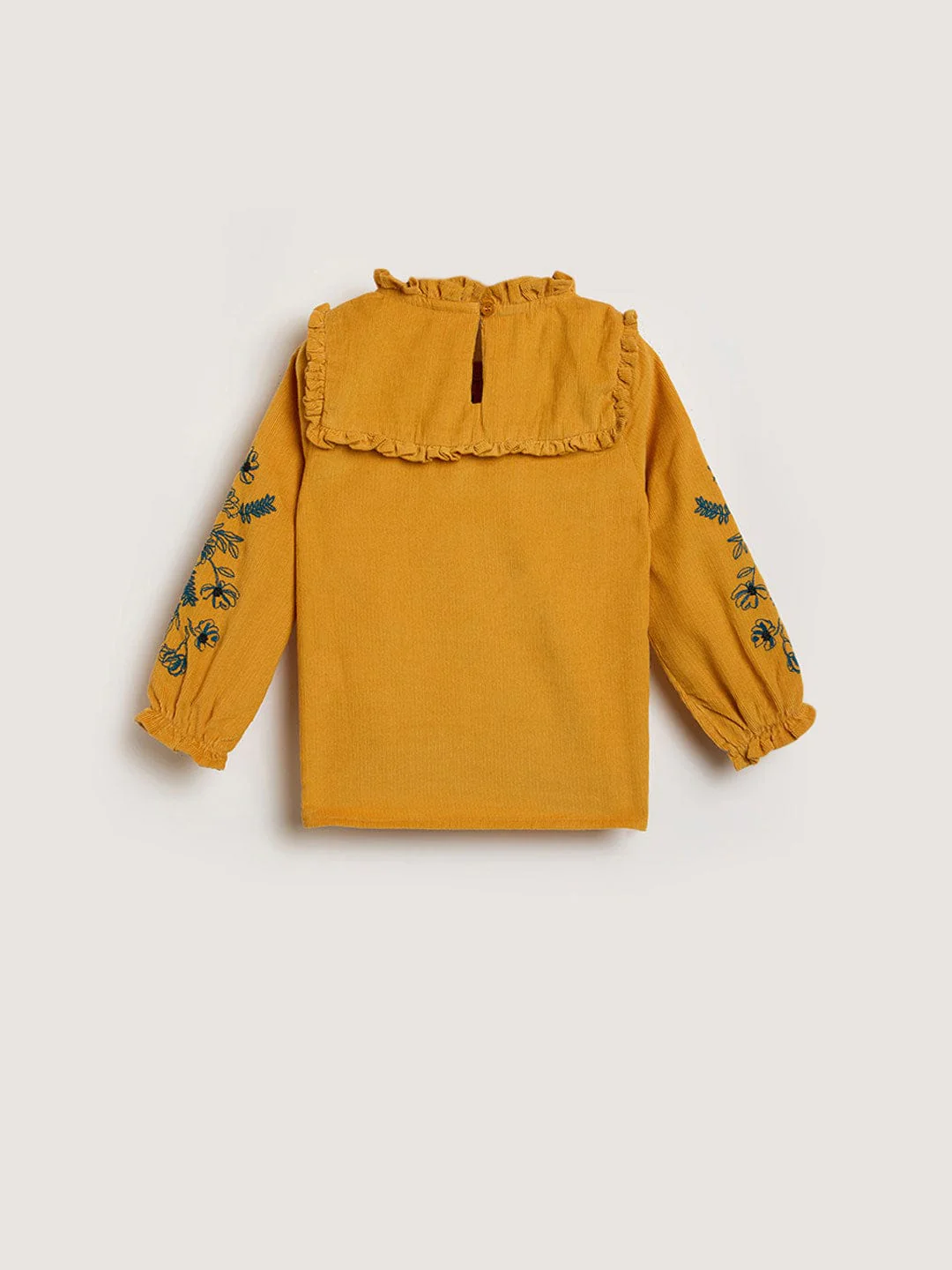 Blue Giraffe Girls Yellow Solid Round Neck Top - Image 2