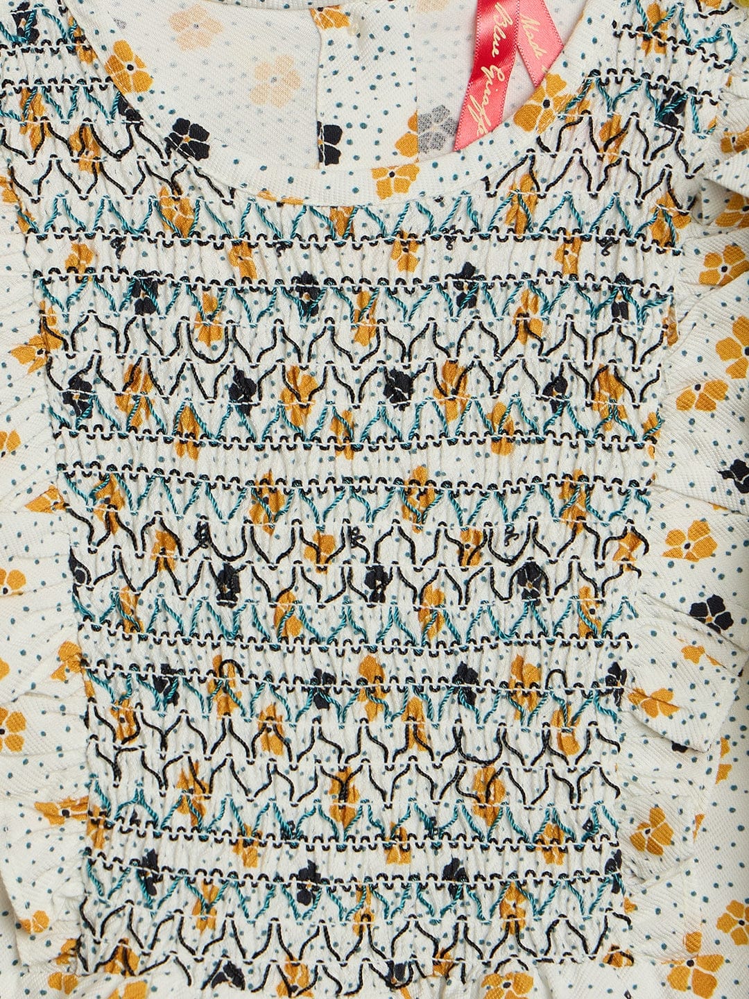 Blue Giraffe Girls Multicolor Printed Round Neck Top - Image 4