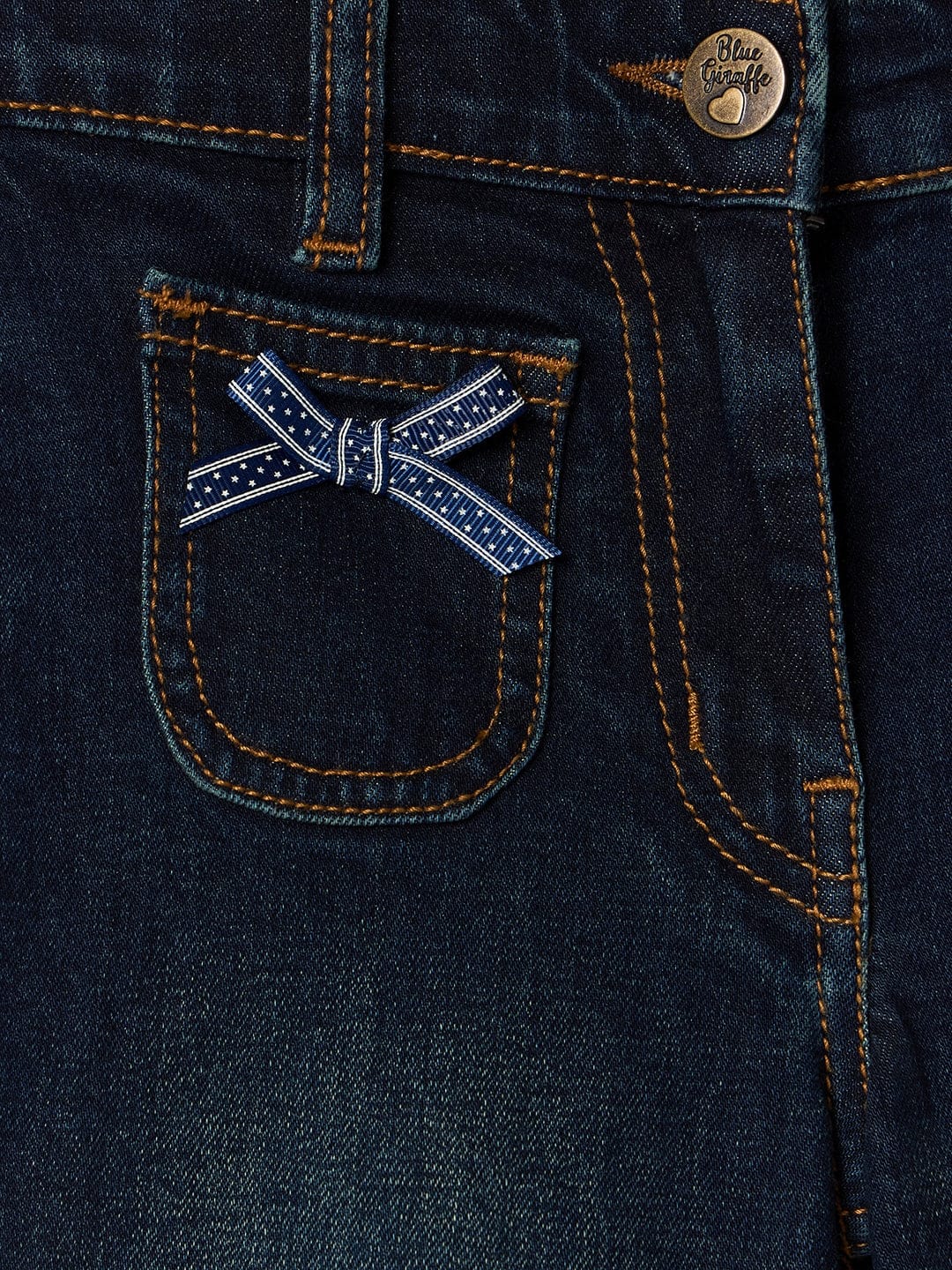 Blue Giraffe Girls Blue Boxy Fit Solid Jeans - Image 4