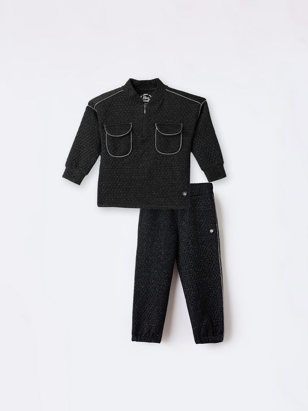 BLUE GIRAFFE Girls Black Knitted Mid Rise Sweatpant - Image 5