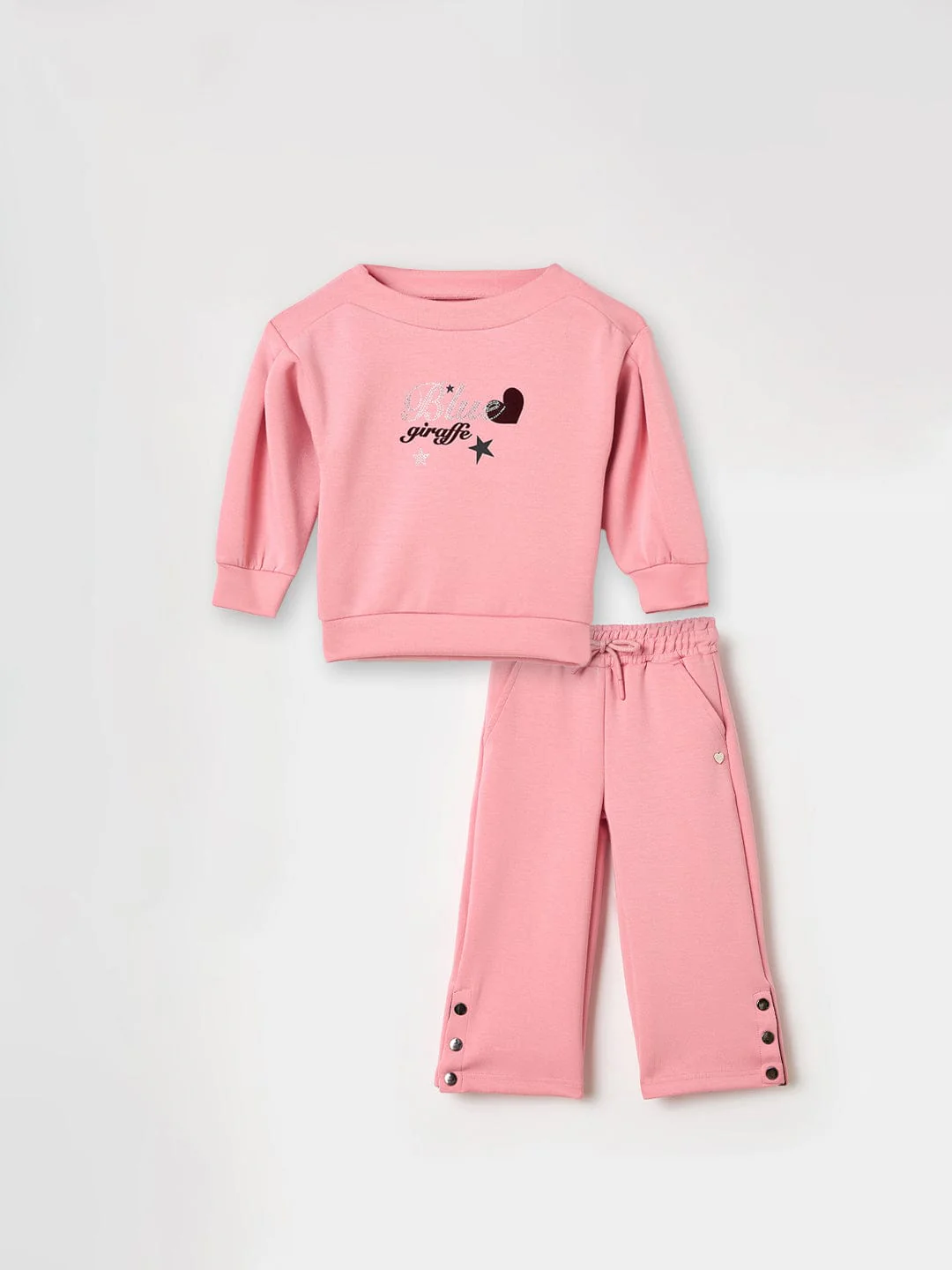 BLUE GIRAFFE Girls Pink Blended Solid Sweatpant - Image 6