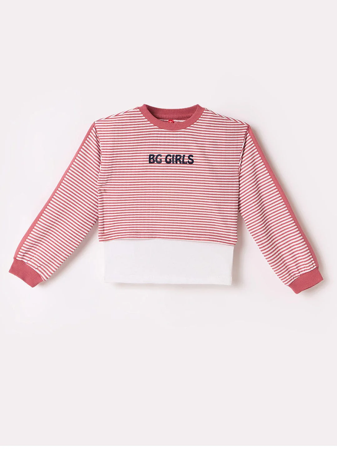 Blue Giraffe Girls Multi Striped Crew Neck Tshirt