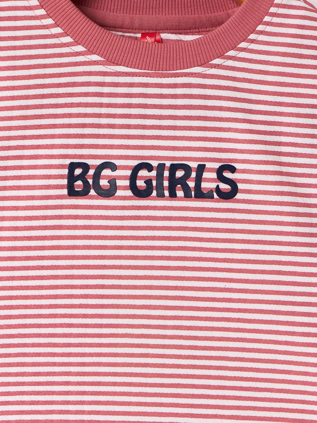 Blue Giraffe Girls Multi Striped Crew Neck Tshirt - Image 6
