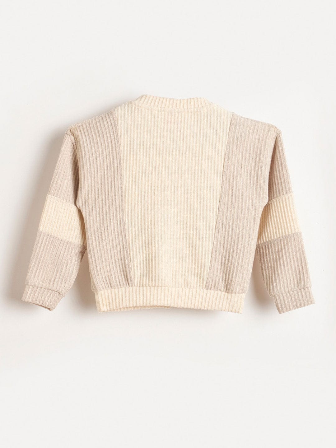 BLUE GIRAFFE Girls Beige Solid Sweatshirt - Image 2