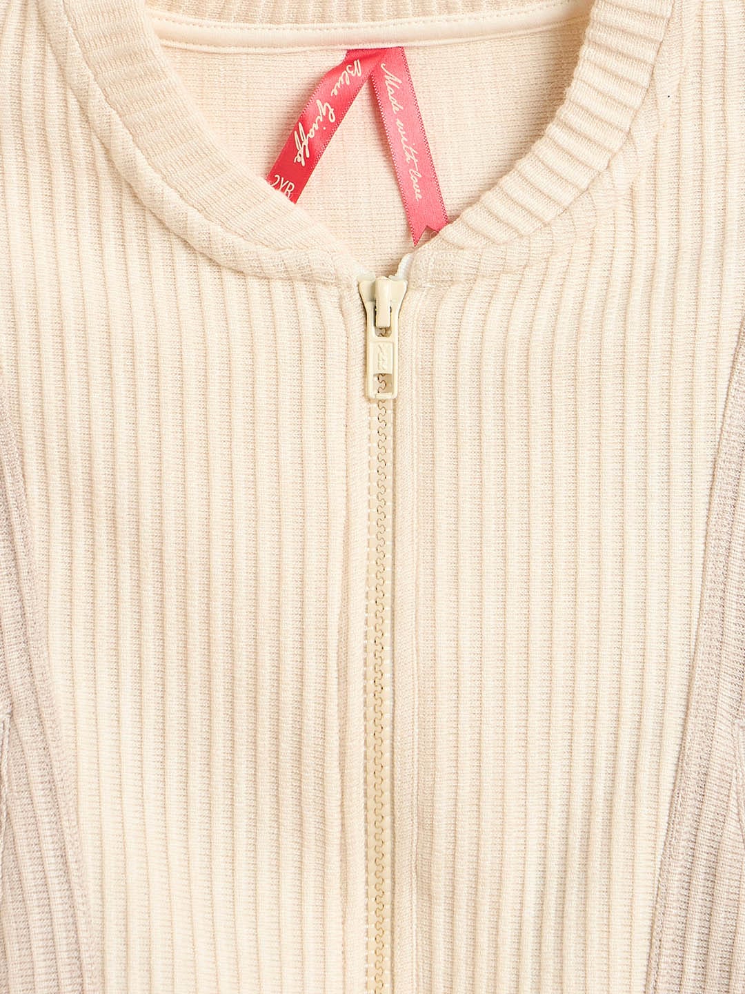 BLUE GIRAFFE Girls Beige Solid Sweatshirt - Image 3