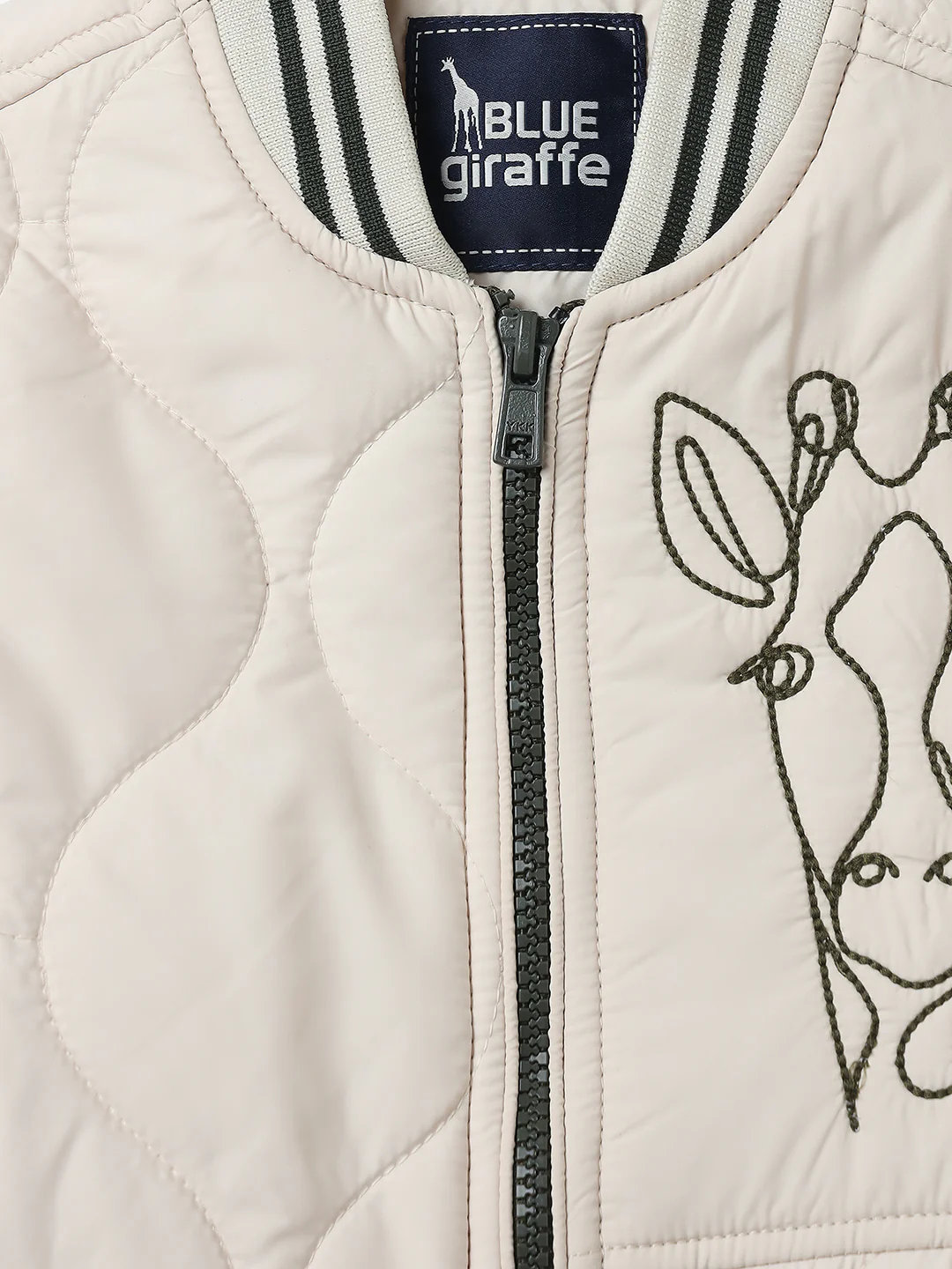 BLUE GIRAFFE Boys Off White Quilted Jacket - Image 3