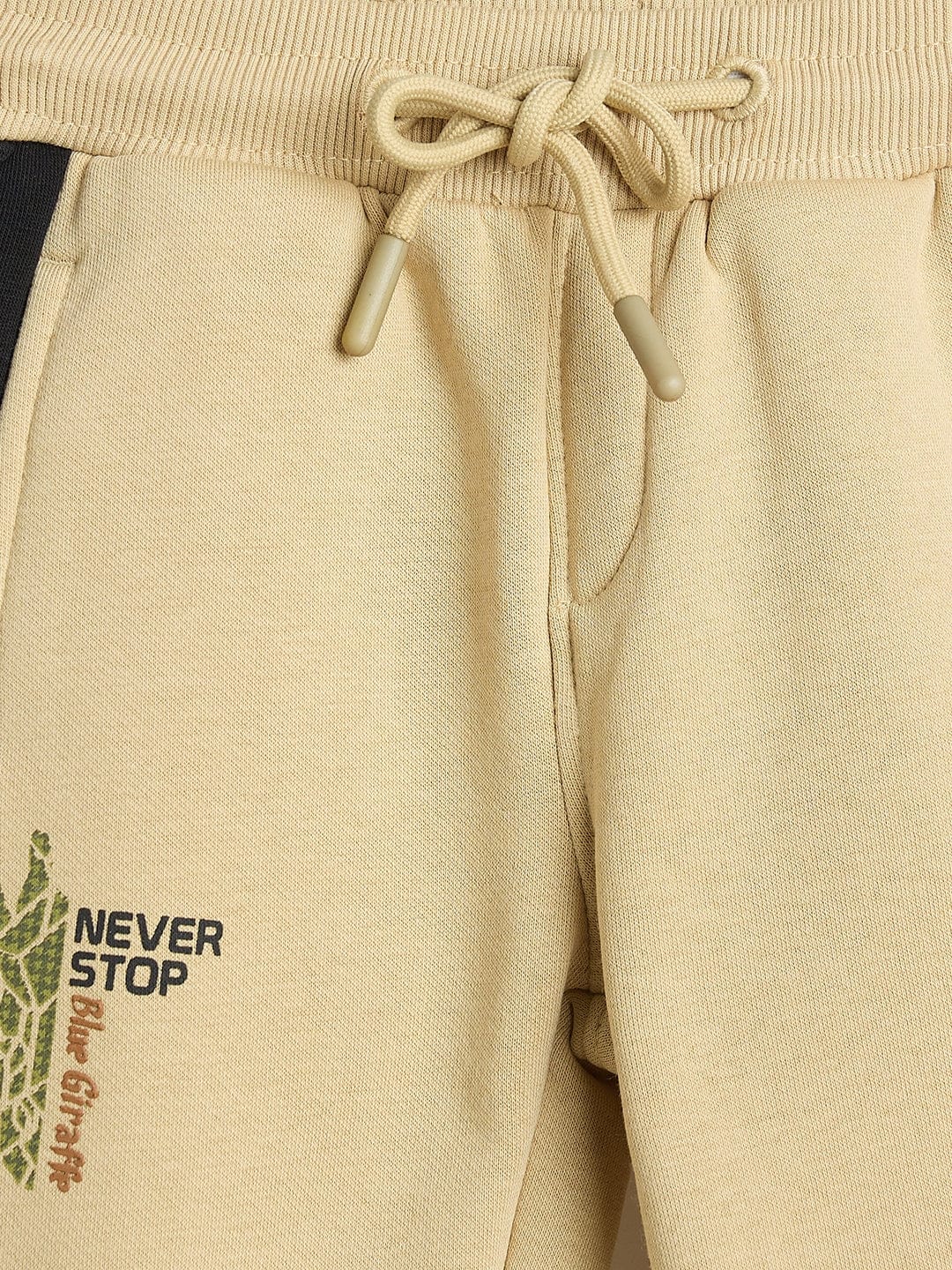 Blue Giraffe Boys Regular Fit Beige Logo Sweatpant - Image 3