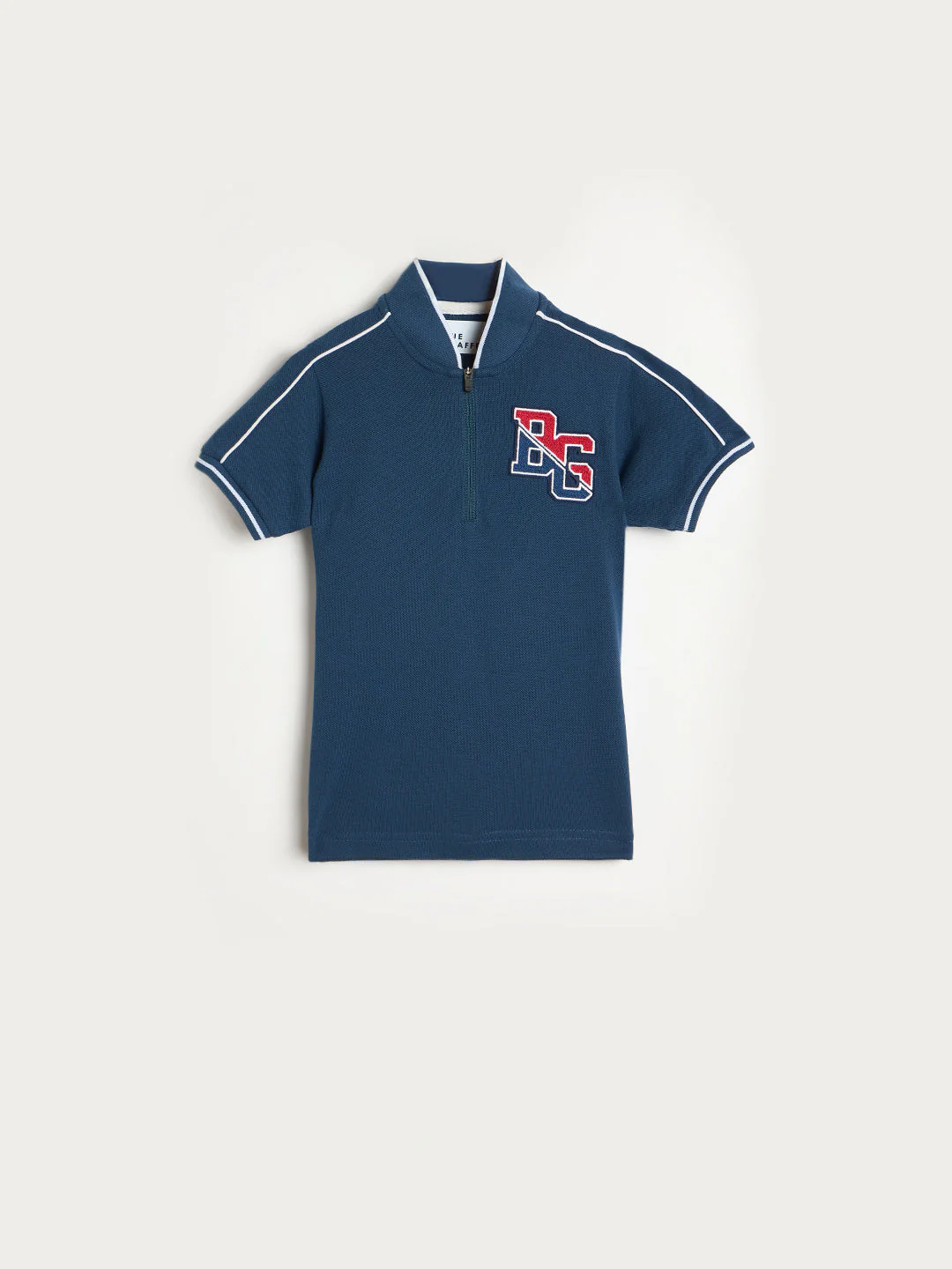 Blue Giraffe Boys Blue Solid Regular Fit Polo T-Shirt - Image 2
