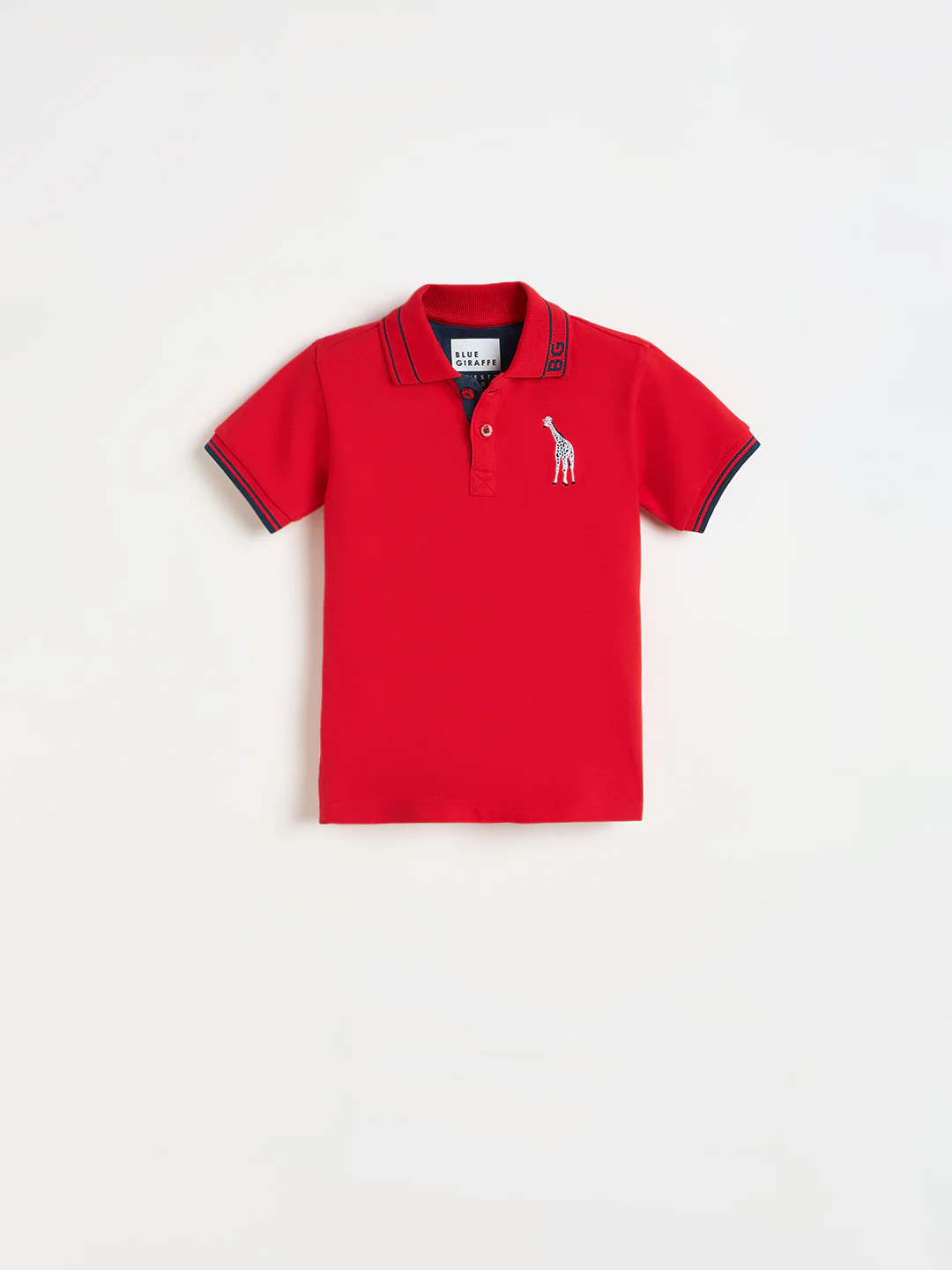 Blue Giraffe Boys Red Solid Regular Fit Polo T-Shirt - Image 2