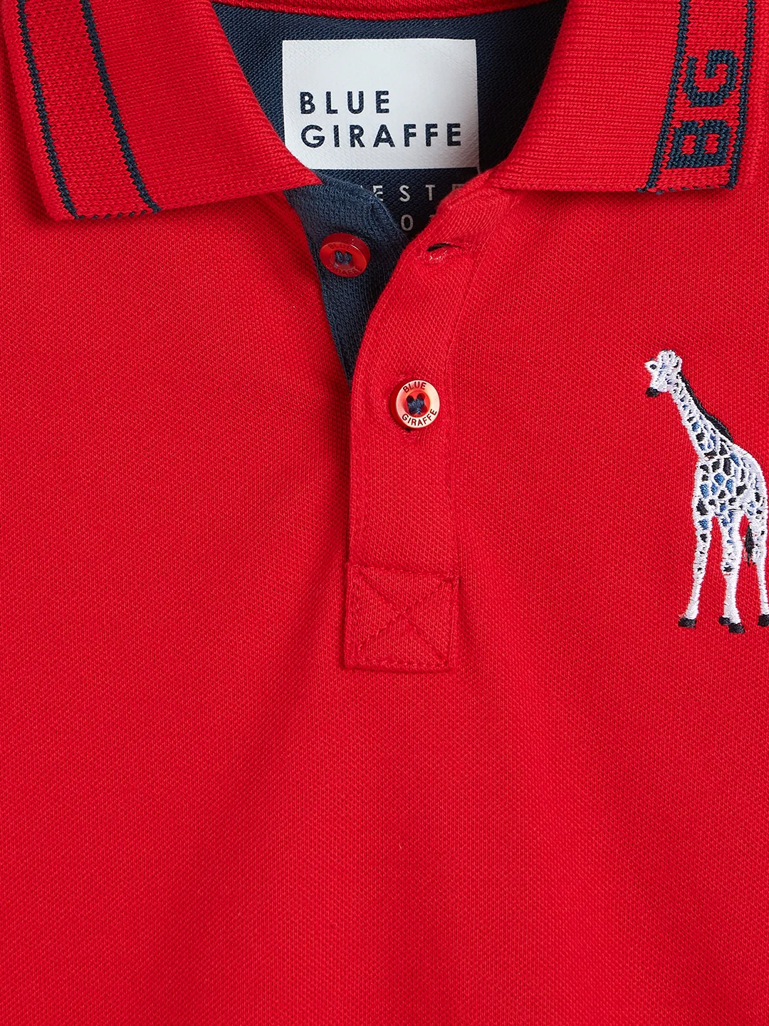 Blue Giraffe Boys Red Solid Regular Fit Polo T-Shirt - Image 4