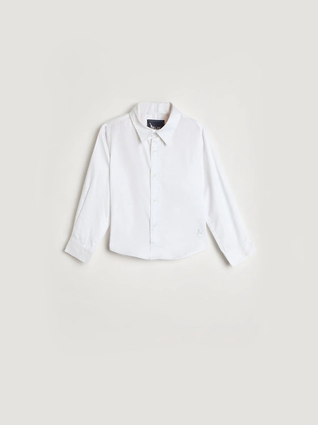 Blue Giraffe Boys White Solid Regular Fit Pure Cotton Shirt - Image 2