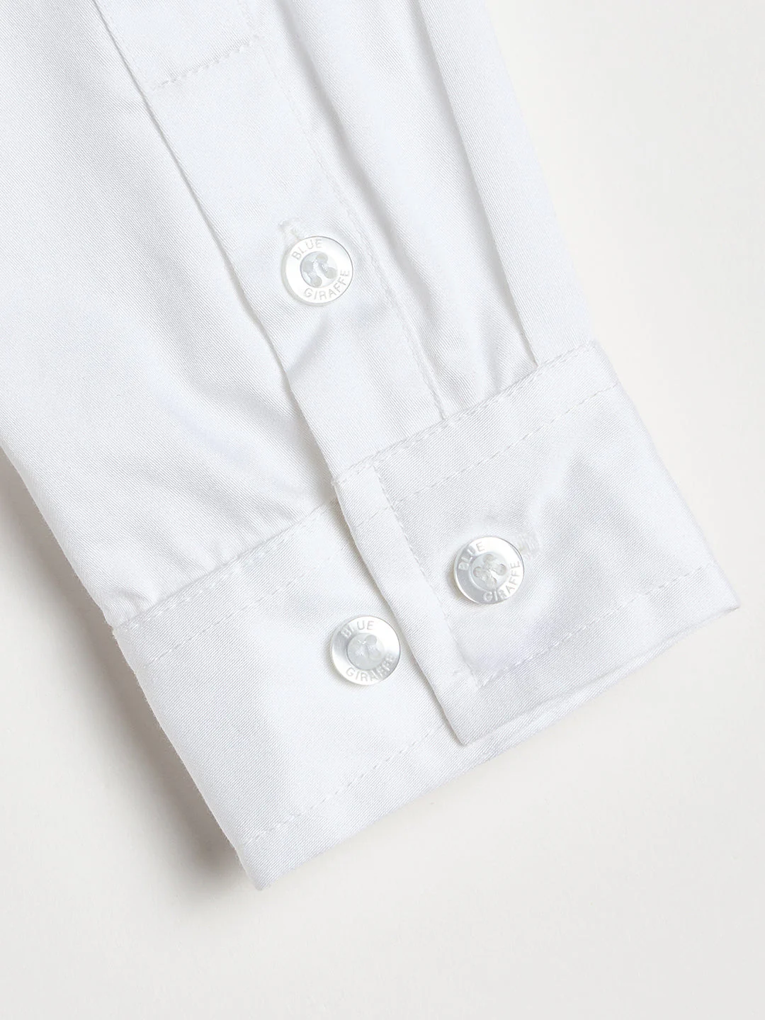 Blue Giraffe Boys White Solid Regular Fit Pure Cotton Shirt - Image 6