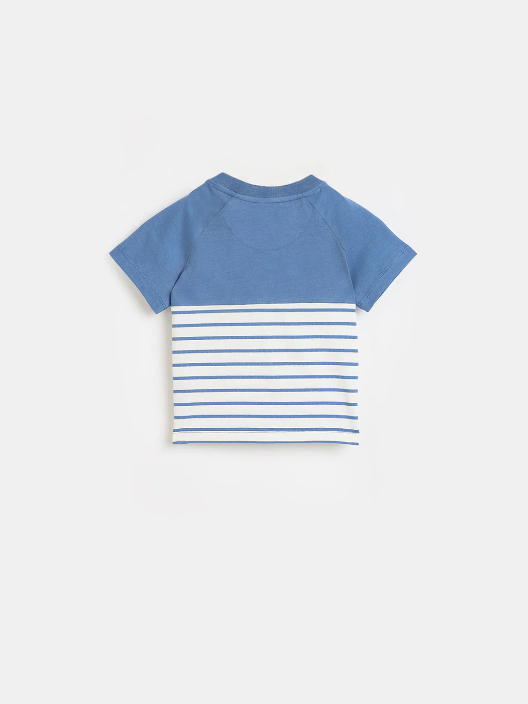Blue Giraffe Boys Blue Striped Regular Fit Pure Cotton T-Shirt - Image 3