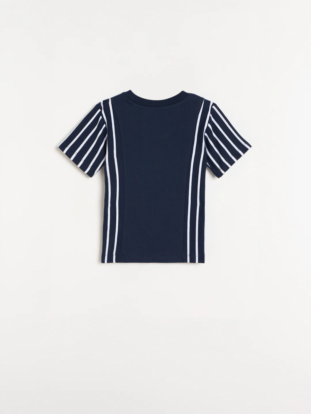 Blue Giraffe Boys Navy Blue Striped Regular Fit T-Shirt - Image 3