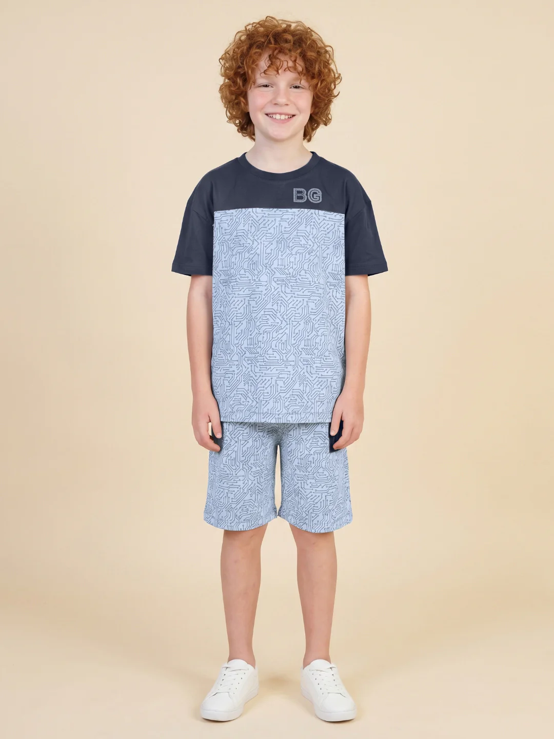 Blue Giraffe Boys White Printed Boxy Fit Pure Cotton T-Shirt - Image 6