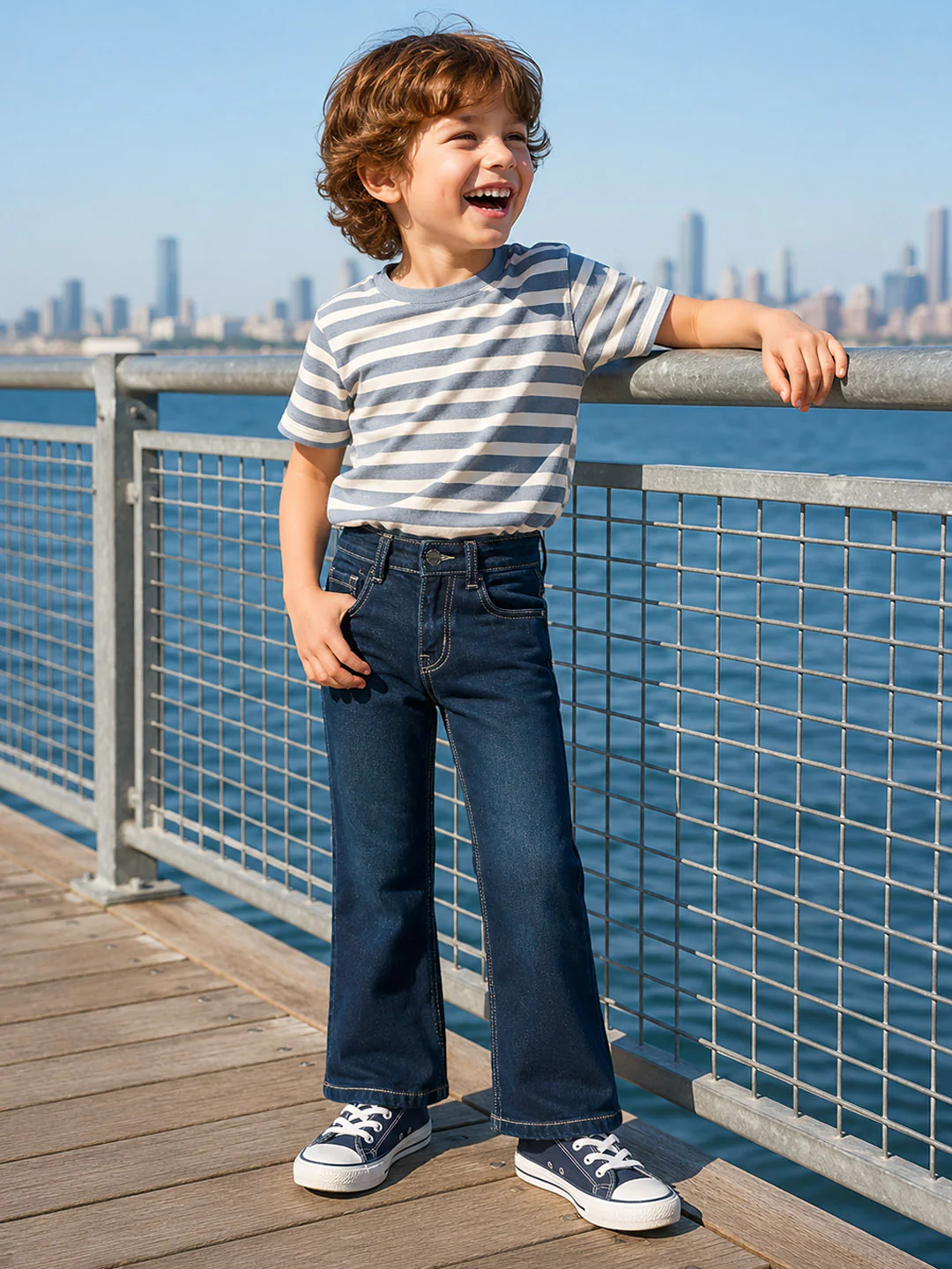 Blue Giraffe Navy Blue Solid Stretchable Bootcut Fit Jeans