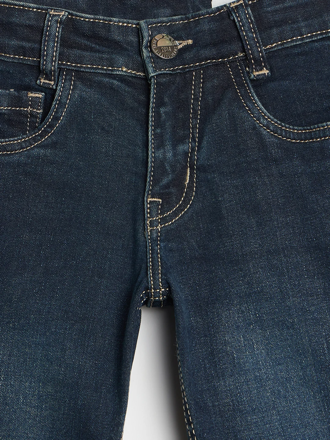 Blue Giraffe Navy Blue Solid Stretchable Bootcut Fit Jeans - Image 4