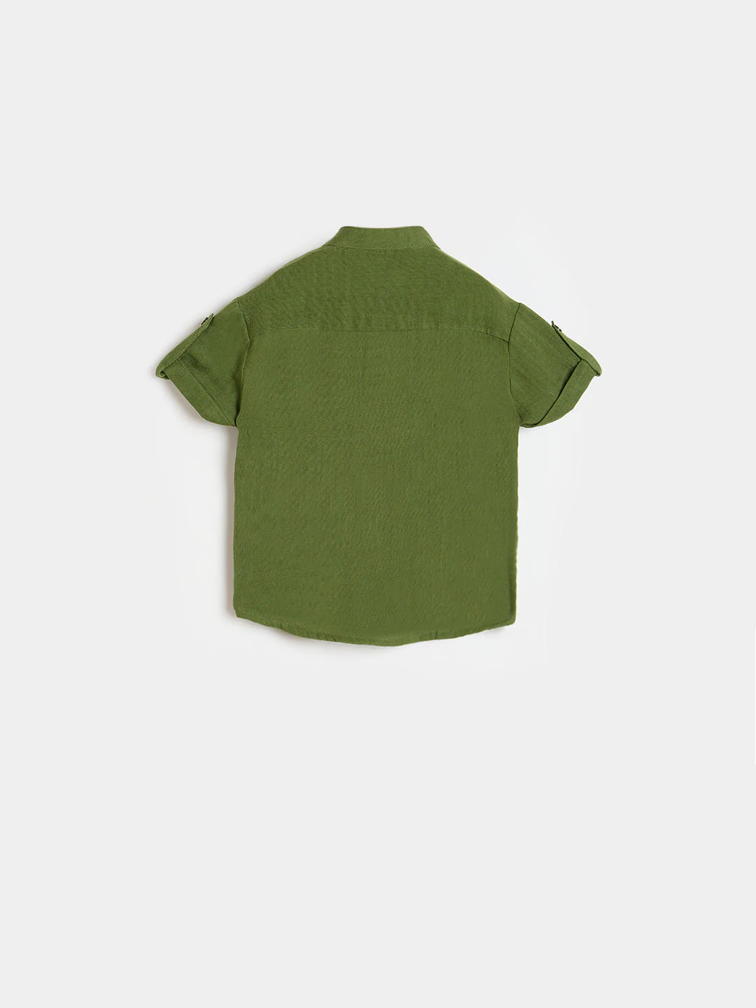 Blue Giraffe Boys Olive Green Embroidered Regular Fit Pure Cotton Shirt - Image 3