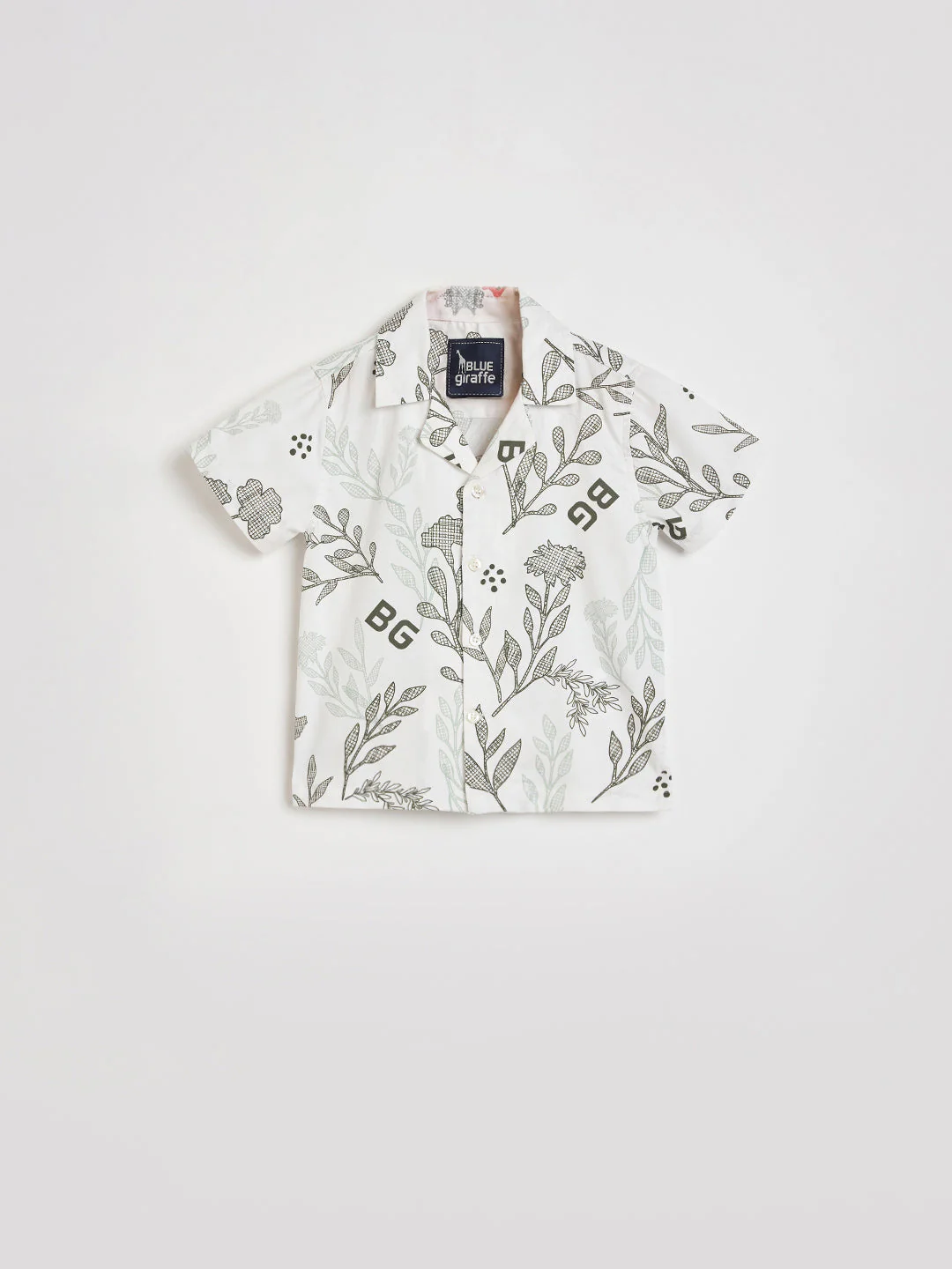 Blue Giraffe Boys White Printed Regular Fit Pure Cotton Shirt - Image 2