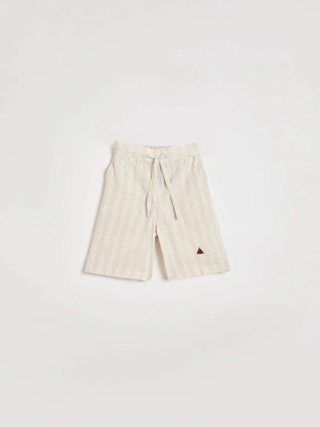 Blue Giraffe Boys Beige Striped Regular Fit Pure Cotton Shorts - Image 2