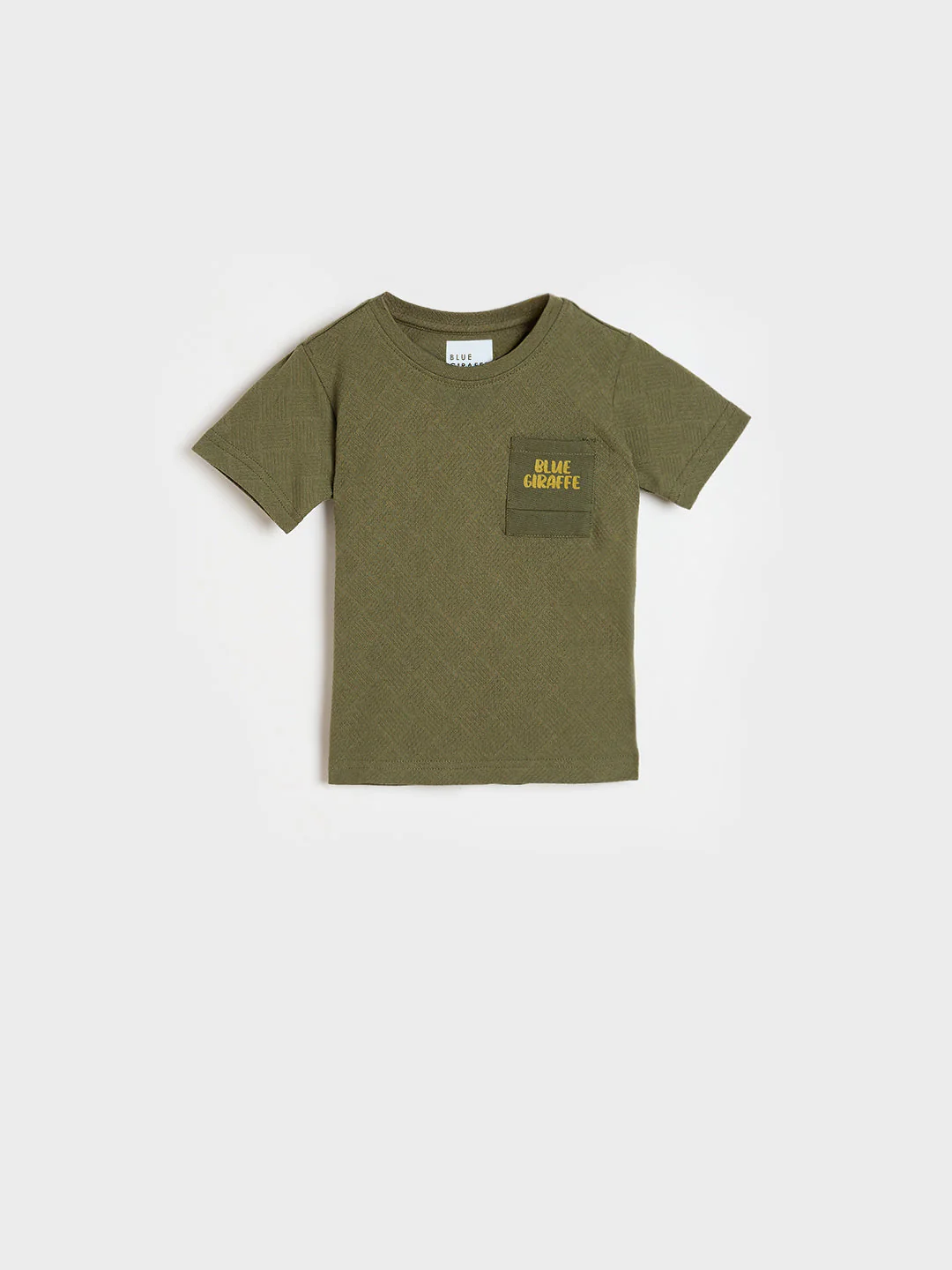 Blue Giraffe Boys Olive Green Solid Regular Fit Pure Cotton T-Shirt - Image 2